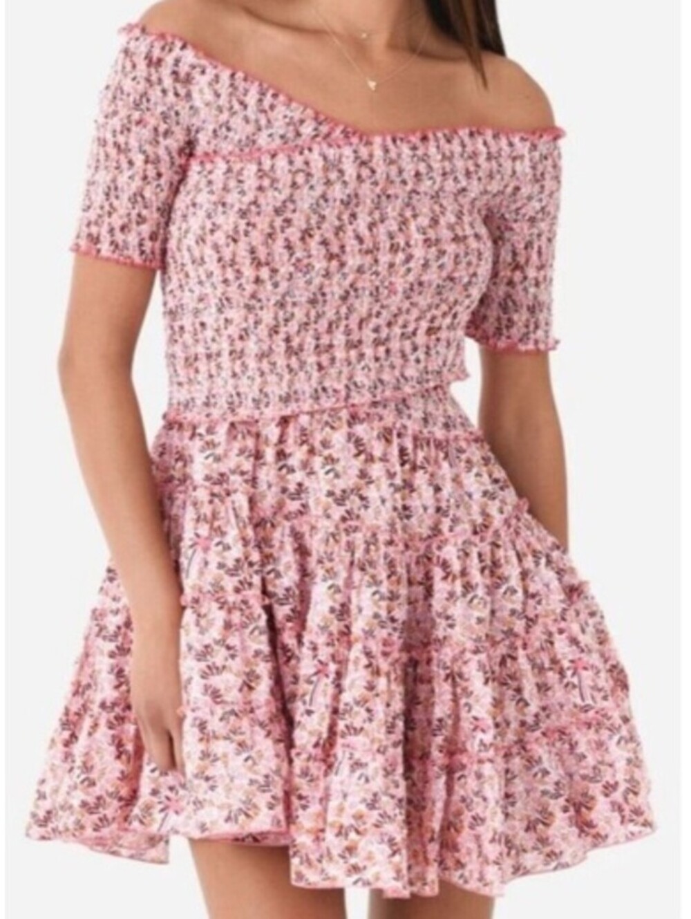 POUPETTE ST BARTH Soledad pink floral mini dress sz XS
